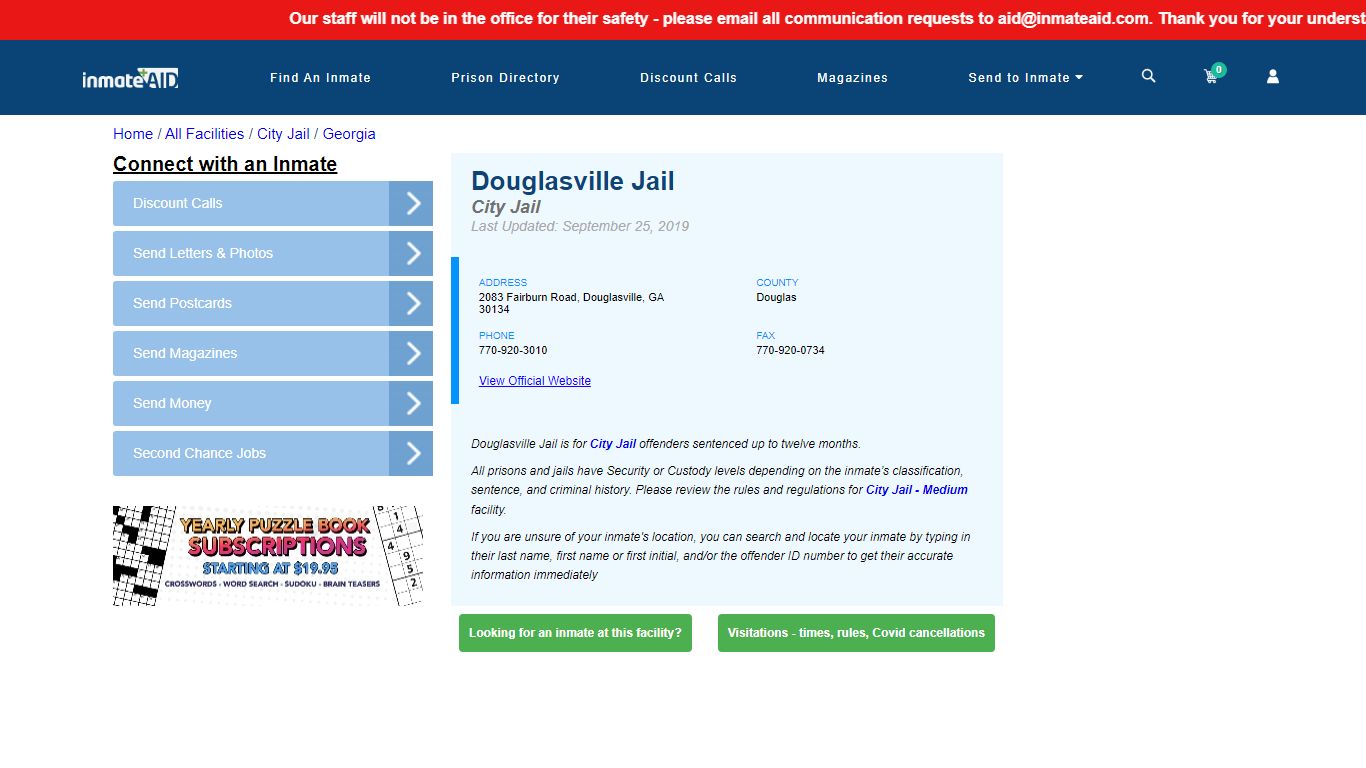 Douglasville Jail | Inmate Locator